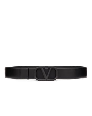 Valentino Vlogo Signature Calfskin Belt 40mm Black