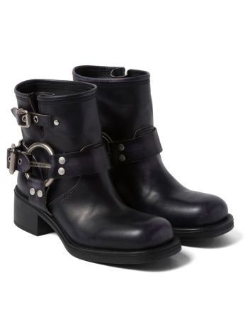 Miumiu Women's Vintage-look Leather Booties Black