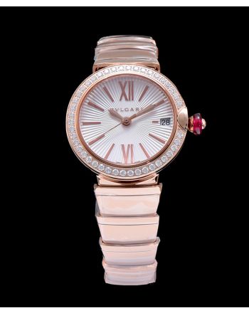 Bvlgari Lvcea Rose Gold Case With Diamonds Automatic Watch White