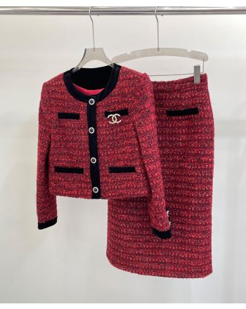 Chanel Women's Tweed Jacket And Pleated Skirt Set