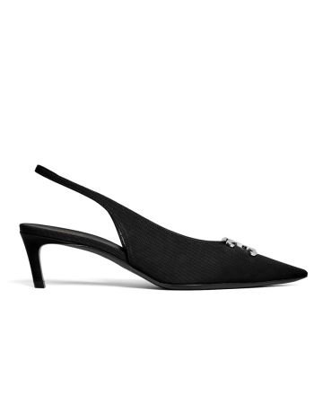 Celine Women's Alma Triomphe Slingback In Gros-Grain Black