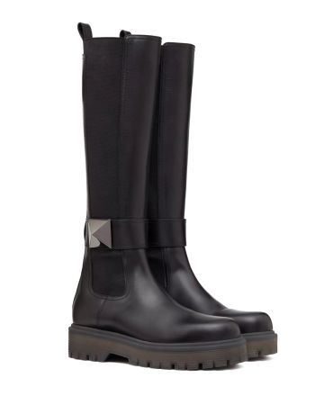 Valentino Women's One Stud Boot In Calfskin 45MM Black